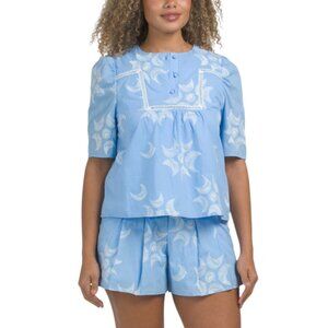 CIEBON Diana Embroidered Puff Sleeve Blouse